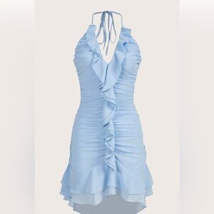 Dress light blue, size XL ,with lining and open back